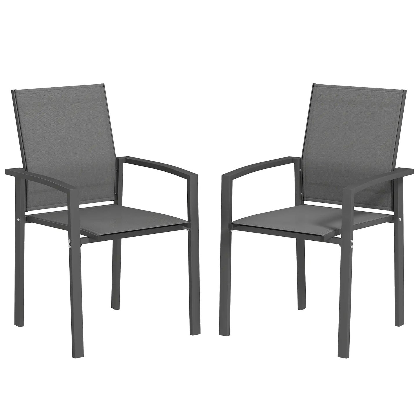 Stackable Outdoor Garden Chairs, Set of 2, Dark Grey Patio Chairs at Gallery Canada