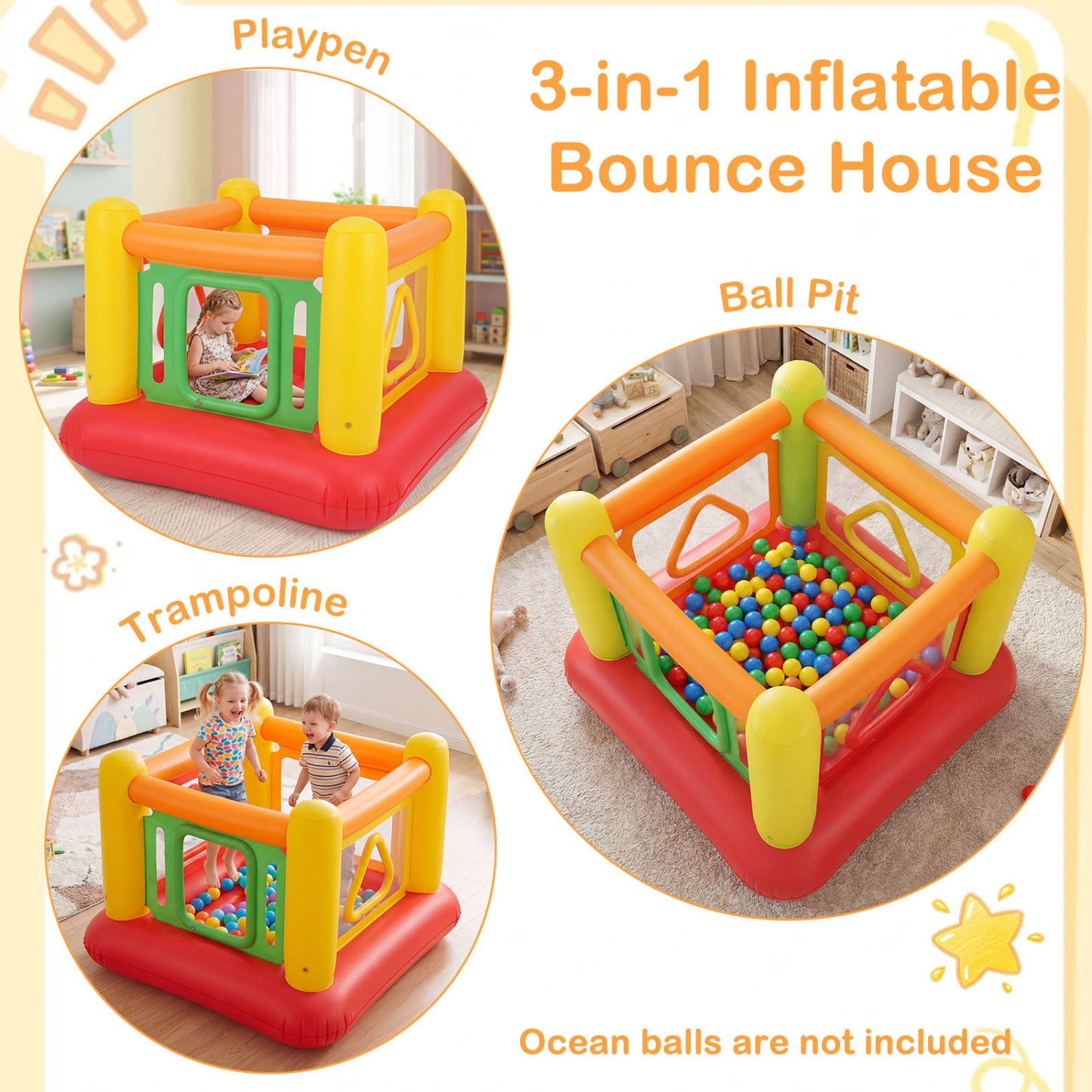 Blow Up Jumping House for Kids with Transparent Side Walls, Red Bounce House at Gallery Canada