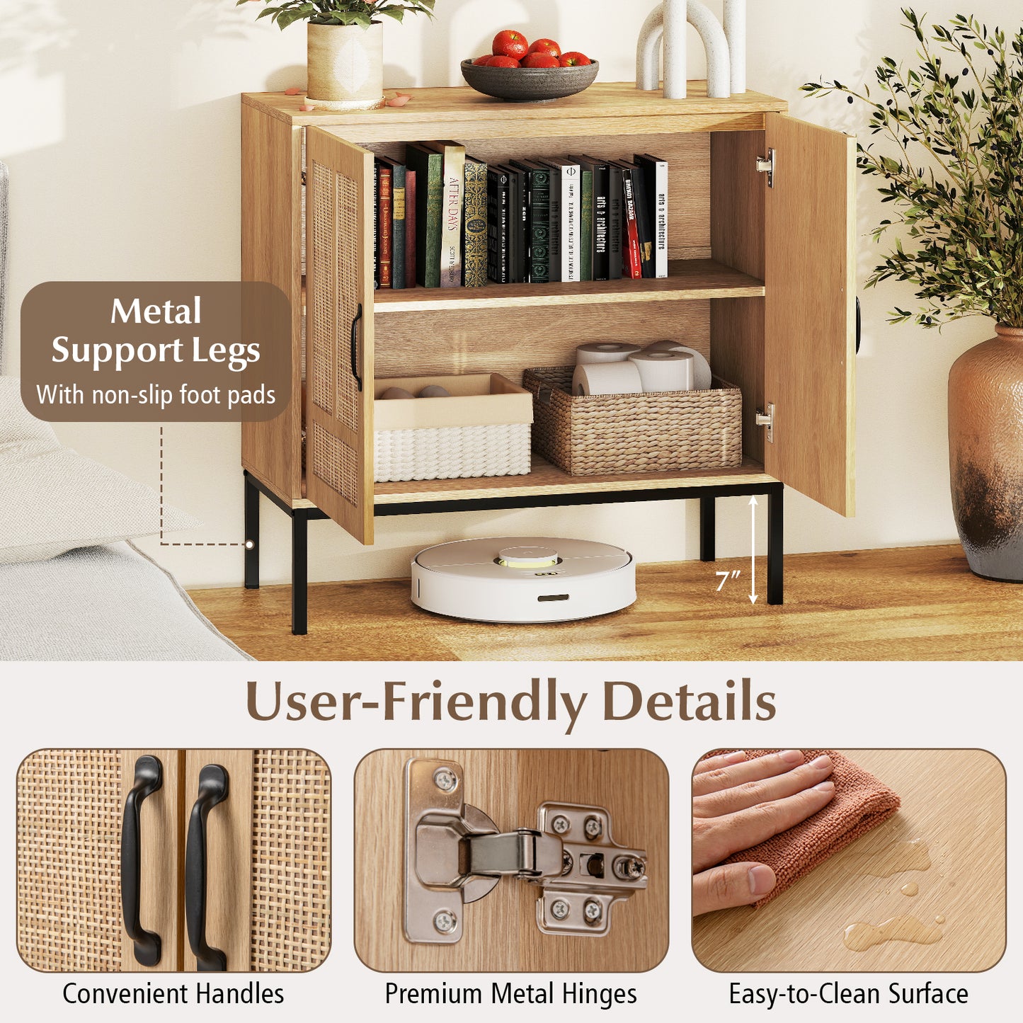 Boho Storage Cabinet, Asymmetrical Pattern Doors, Kitchen, Natural Sideboards Cabinets & Buffets at Gallery Canada