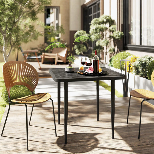 31.5" Table de salle à manger carrée en métal pour 4 personnes, Jardin extérieur, Noir