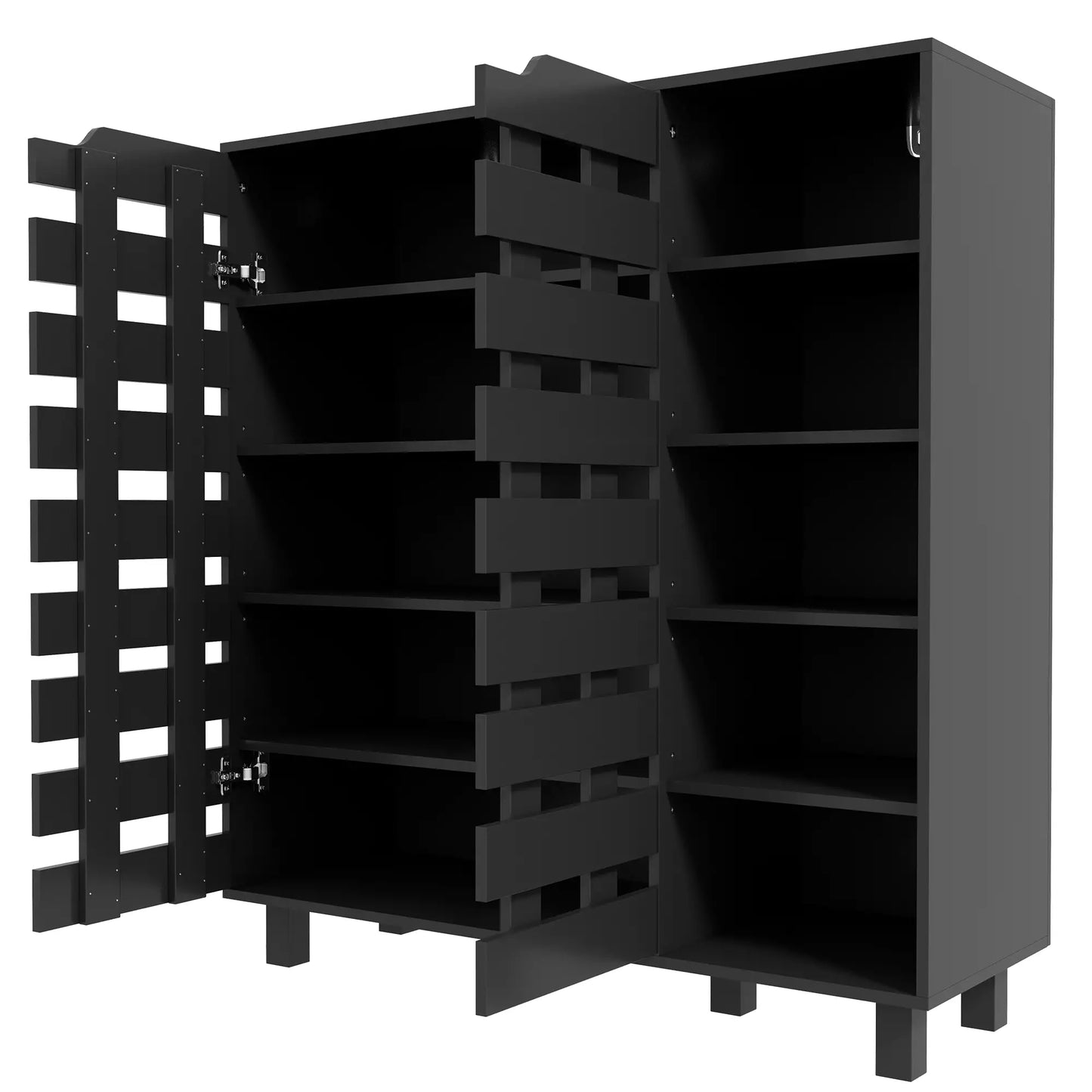 21 Pair Shoe Cabinet, 5-Tier Double Door, 5-Tier Open Shelves, Black Shoe Storage Cabinets & Racks at Gallery Canada