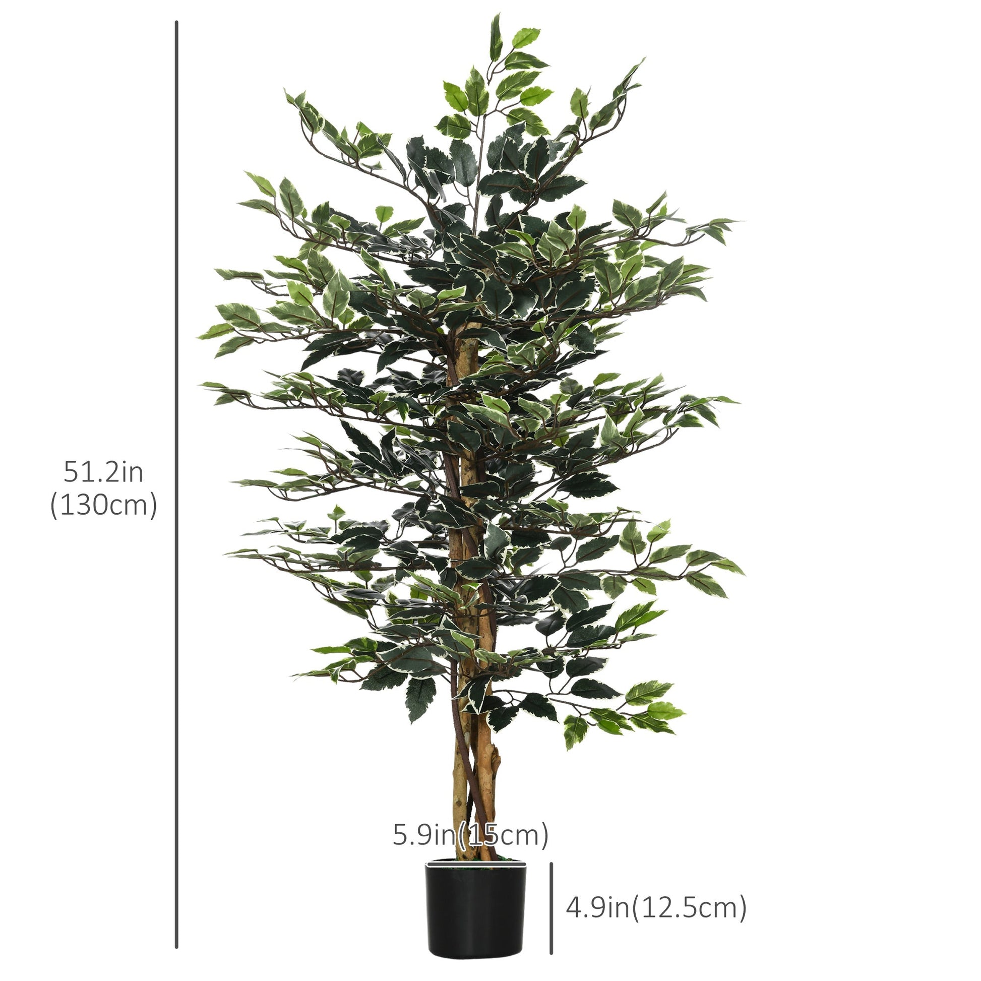 4.3FT Artificial Ficus Tree, Fake Tree with Leaves, Faux Plant in Nursery Pot for Indoor and Outdoor Decoration at Gallery Canada