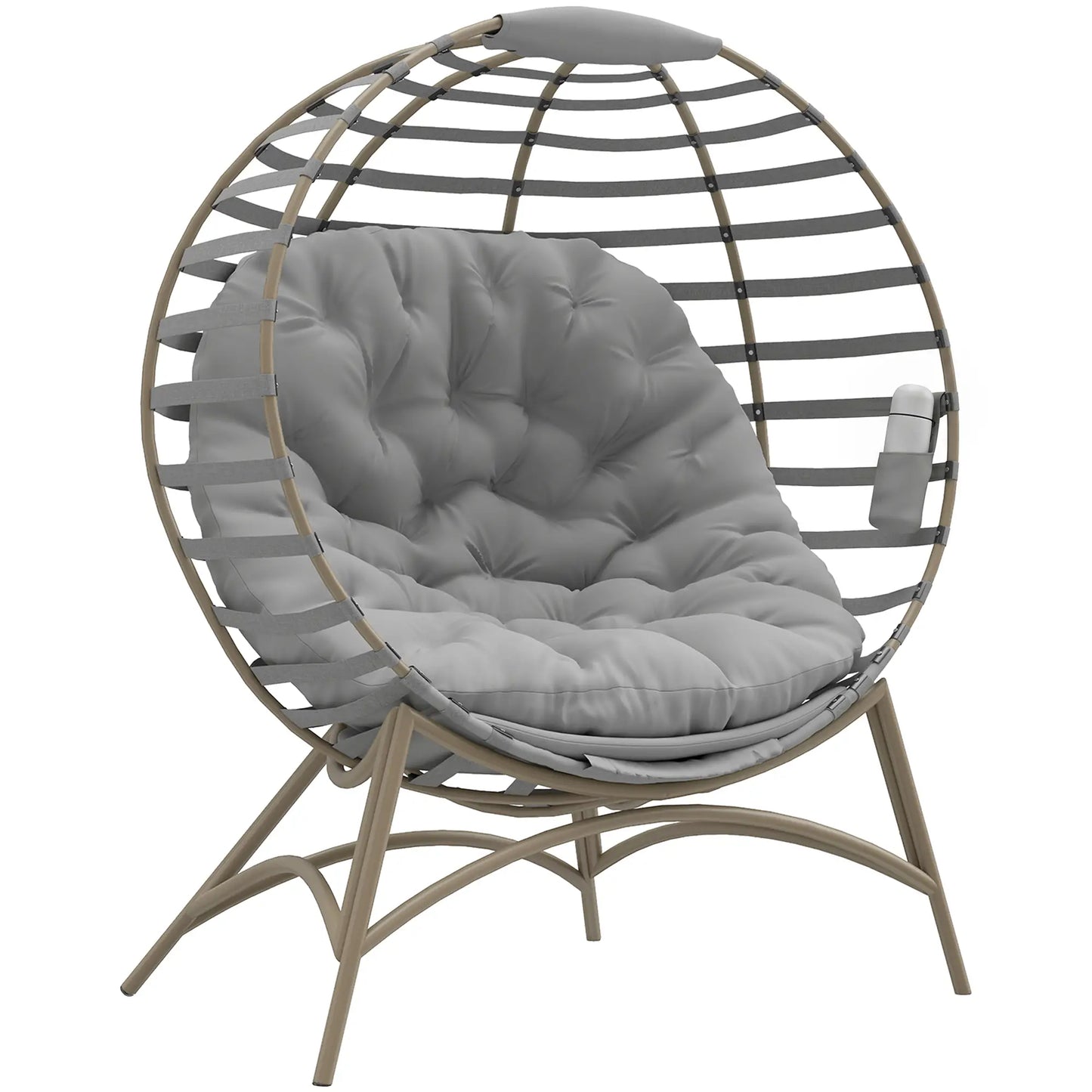 Egg Patio Lounge Chair, Foldable, with Cushion & Pocket, Light Grey, Light Grey Patio Chairs at Gallery Canada