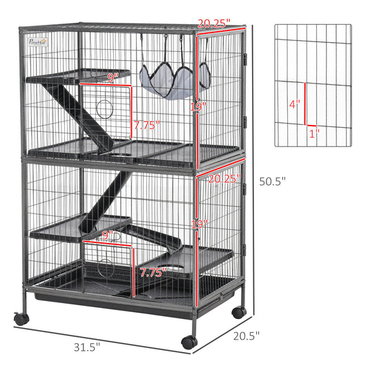 5-Tier Rolling Small Animal Cage, Deluxe Guinea Pig Cage, Ferret Cage for Mink Chinchilla Kitten Rabbit, Light Grey - Gallery Canada