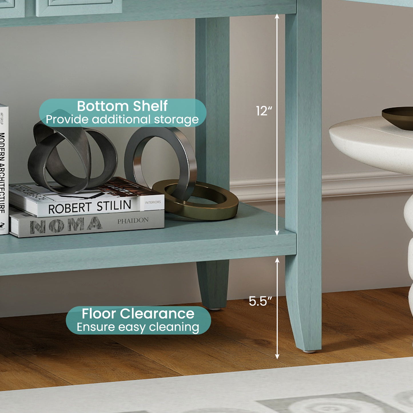 Buffet Sideboard Cabinet with 2 Doors and 2 Drawers, Blue Sideboards Cabinets & Buffets at Gallery Canada