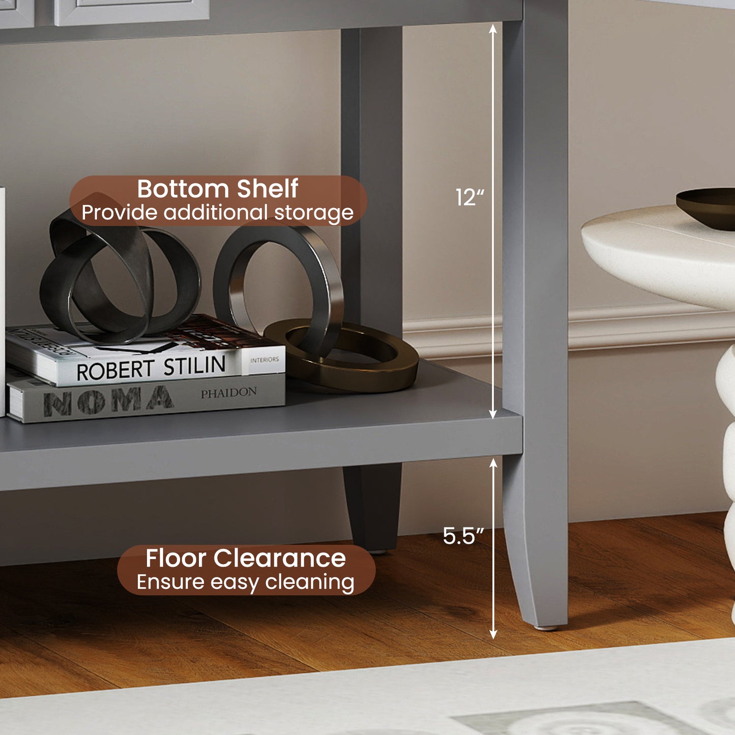 Buffet Sideboard Cabinet with 2 Doors and 2 Drawers, Gray Sideboards Cabinets & Buffets at Gallery Canada