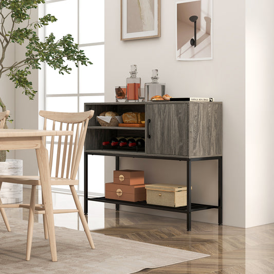 Coffee Bar Cabinet With Power Outlets, USB Ports, Gray Sideboards Cabinets & Buffets Gray at Gallery Canada