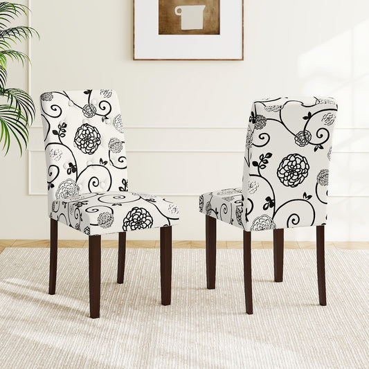 Button Tufted Fabric Upholstered Wooden Dining Chair Set, Beige Dining Chairs Beige at Gallery Canada