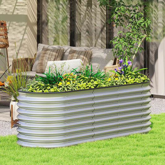Galvanized Raised Garden Bed, 6X2X2 Ft, Silver Galvanized Planter Boxes Silver at Gallery Canada