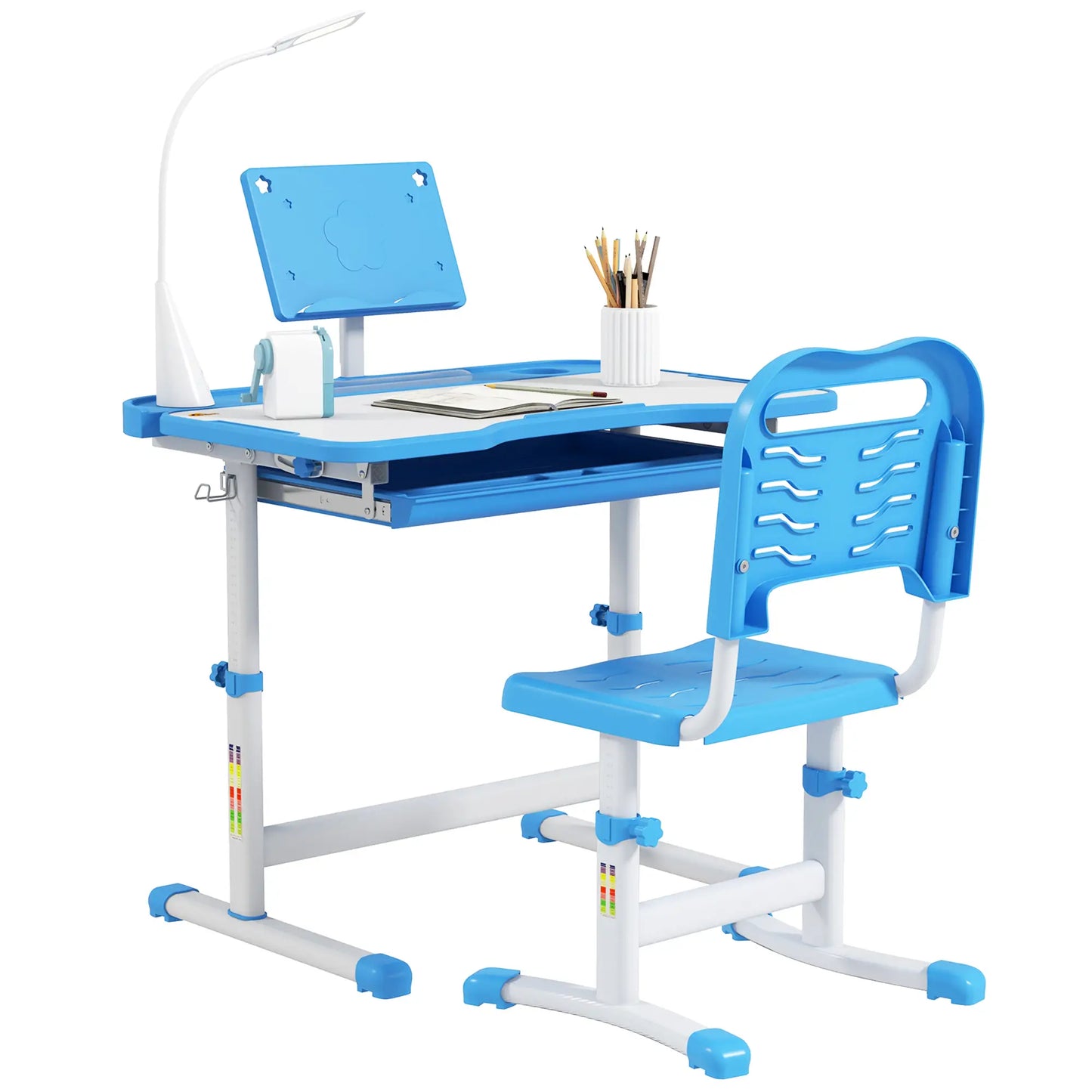 Adjustable Kids Desk and Chair Set, Tilt Desktop, Blue Kids Desk Sets at Gallery Canada