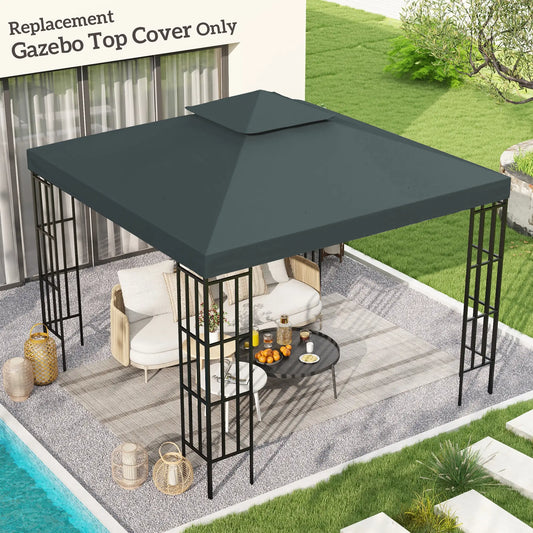 10' x 10' Square 2-Tier Gazebo Canopy, Charcoal Grey Gazebo Canopy Replacement Charcaol Grey at Gallery Canada