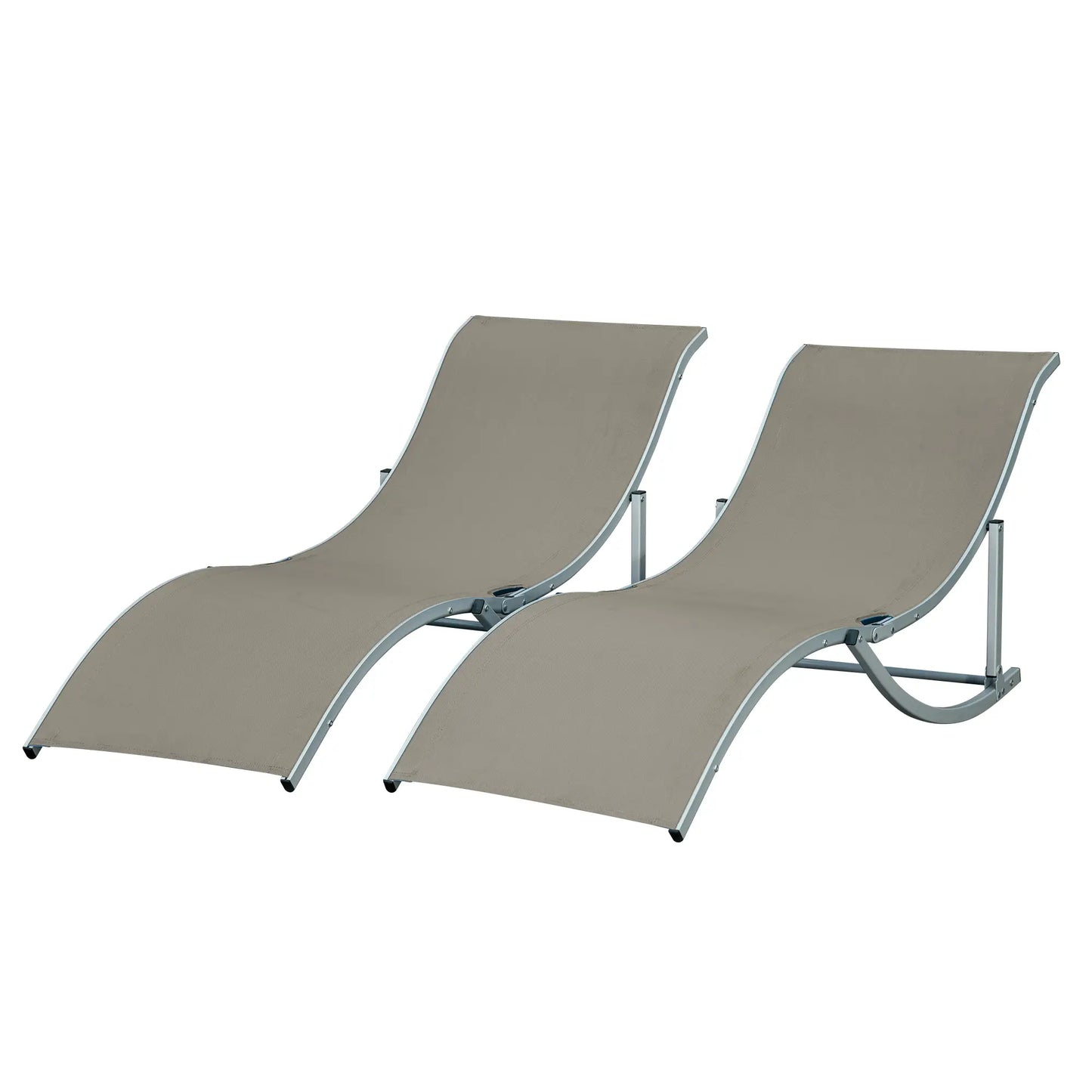 Foldable Pool Chaise Lounge Set of 2, 264lbs Capacity, Light Grey Lounger Chairs at Gallery Canada