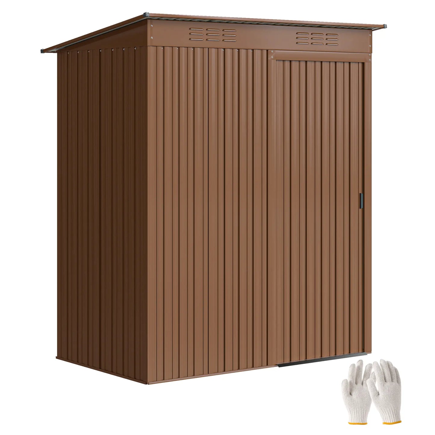 5.2' x 3.5' Metal Garden Shed, Easy Assembly, Light Brown Sheds at Gallery Canada