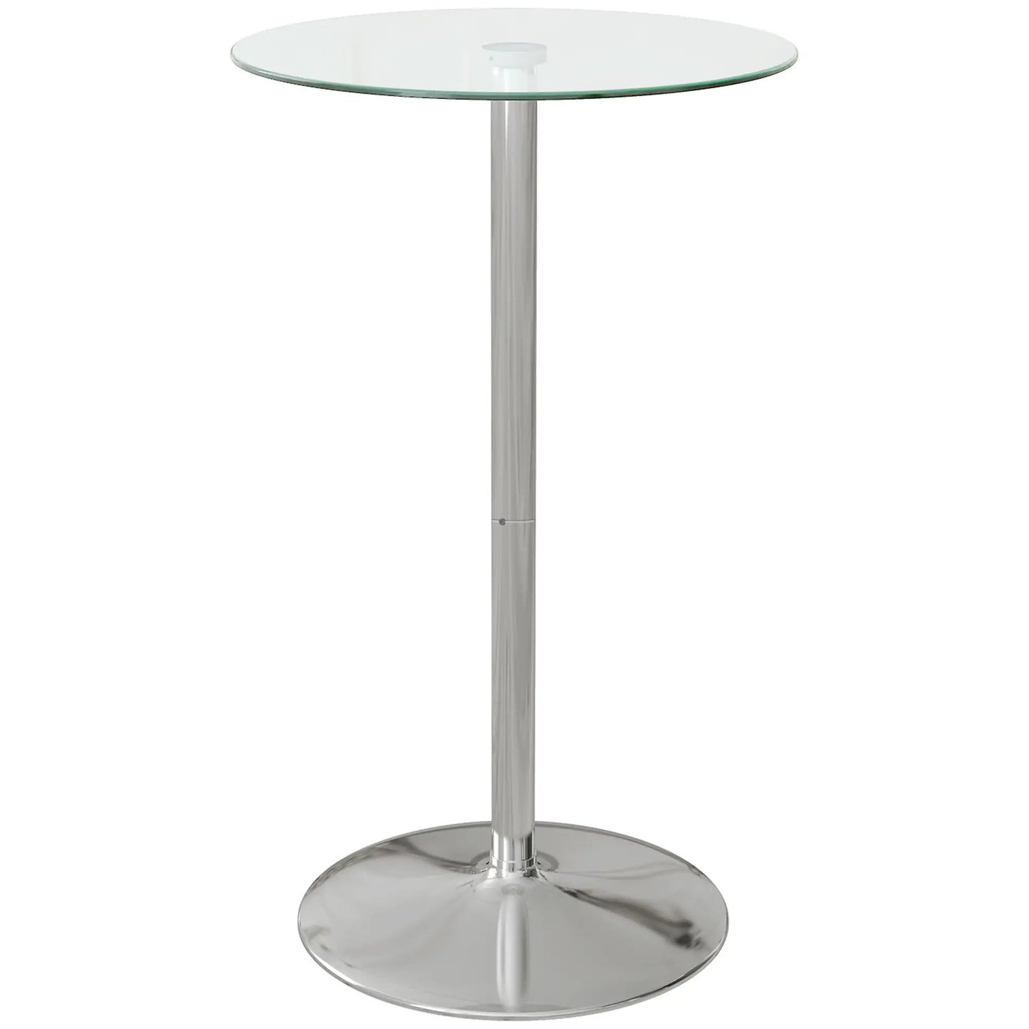 Round High Top Bar Table, Tempered Glass Top, Steel Base, Clear Bar Tables & Dining Tables at Gallery Canada