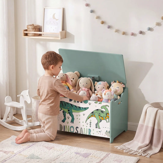 Kids Storage Chest with Lid, Toy Box, Safety Hinges, Green Baby & Kids Storage Green at Gallery Canada
