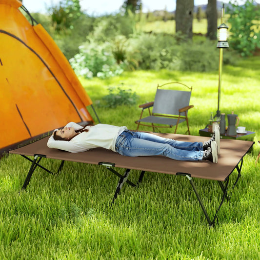 76" Two Person Folding Camping Cot, Portable Military Bed, Khaki Camping Cots Khaki at Gallery Canada