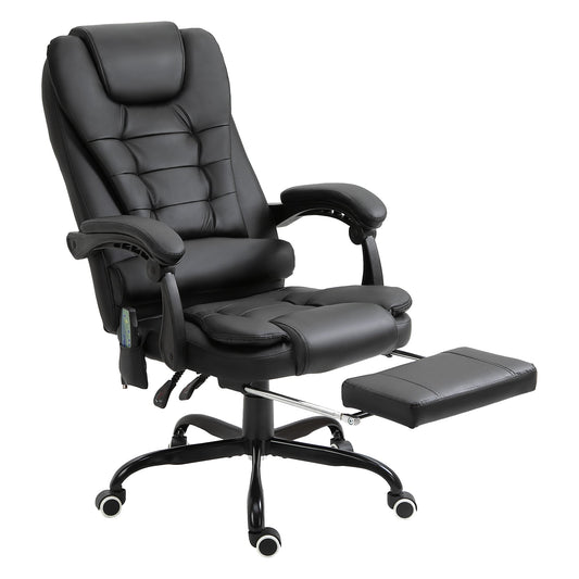 7-Point Vibrating Massage Chair, Reclining Office Chair with Footrest, Reclining Back, Adjustable Height, Black - Gallery Canada