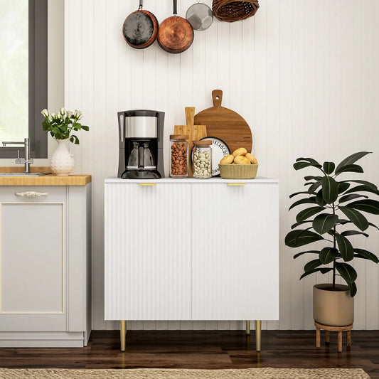Modern Kitchen Storage Cabinet, Adjustable Shelves, Metal Legs, White Bar Cabinets White at Gallery Canada
