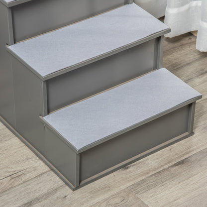 Dog Steps Pet Stairs for Bed Cat Ladder for Couch with Non-Slip Carpet, 15.7" x 23.2" x 21.3", Grey at Gallery Canada