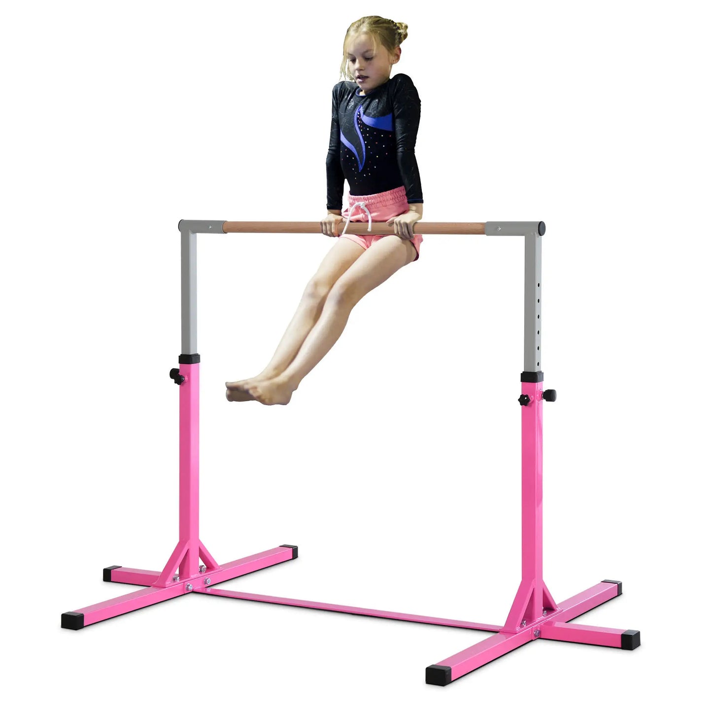 Kids Gymnastics Bar, 13-Level Adjustable Height, Pink Baby Gym & Playmats at Gallery Canada