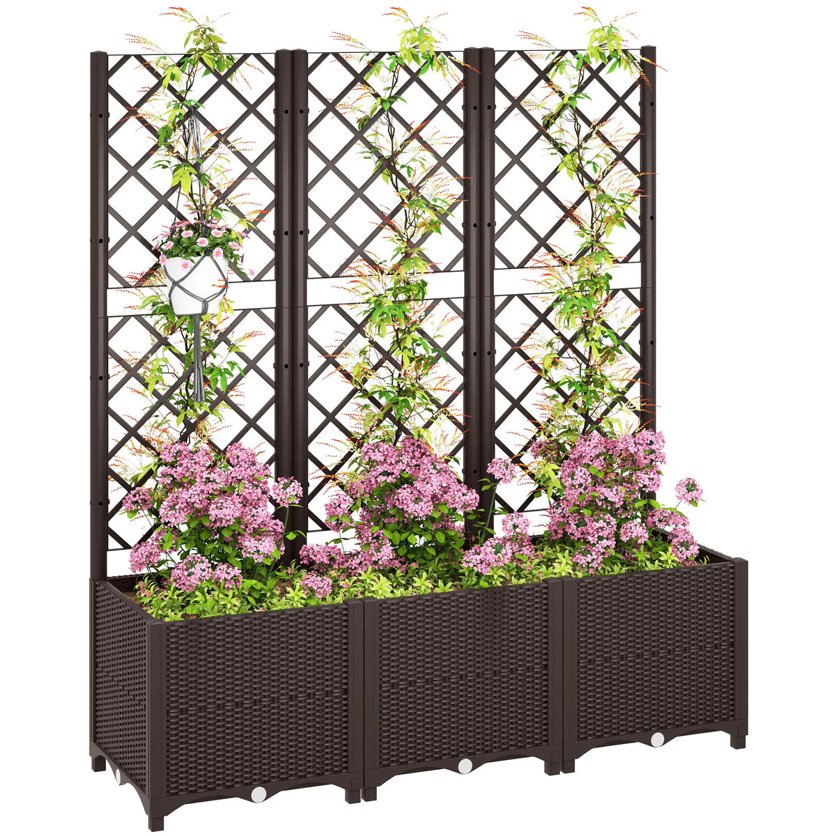 Raised Garden Bed With Trellis, Plastic With Drainage Holes And Plugs Raised Garden Beds at Gallery Canada