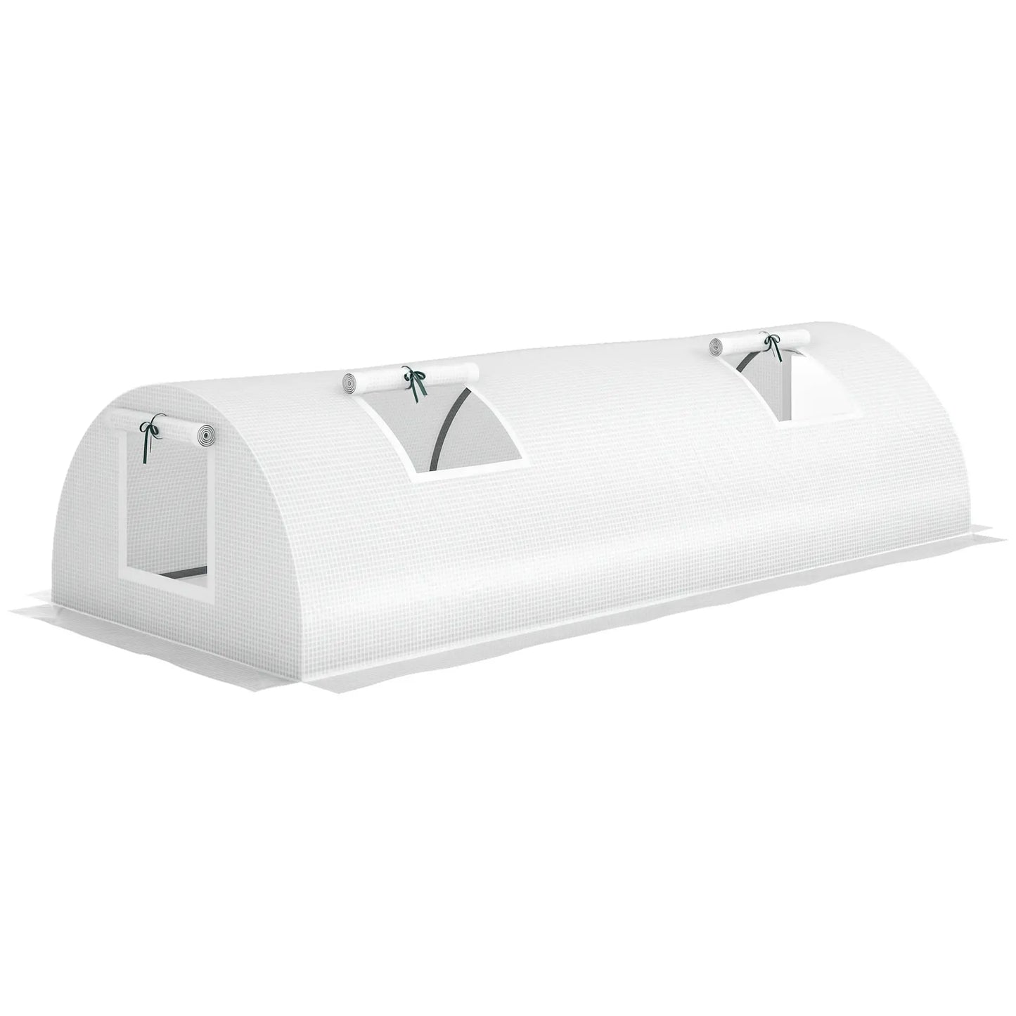 Serre Mini Portable, 7' x 3' x 2', Cadre en Acier Avec 5 Fenêtres à Mailles, Blanc