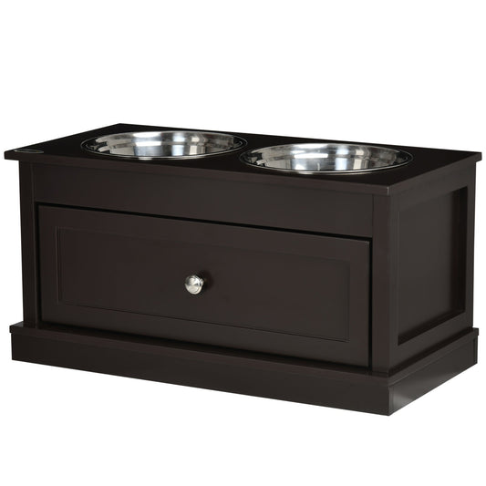 Elevated Dog Bowls with Storage Drawer for Large Dogs, Coffee - Gallery Canada