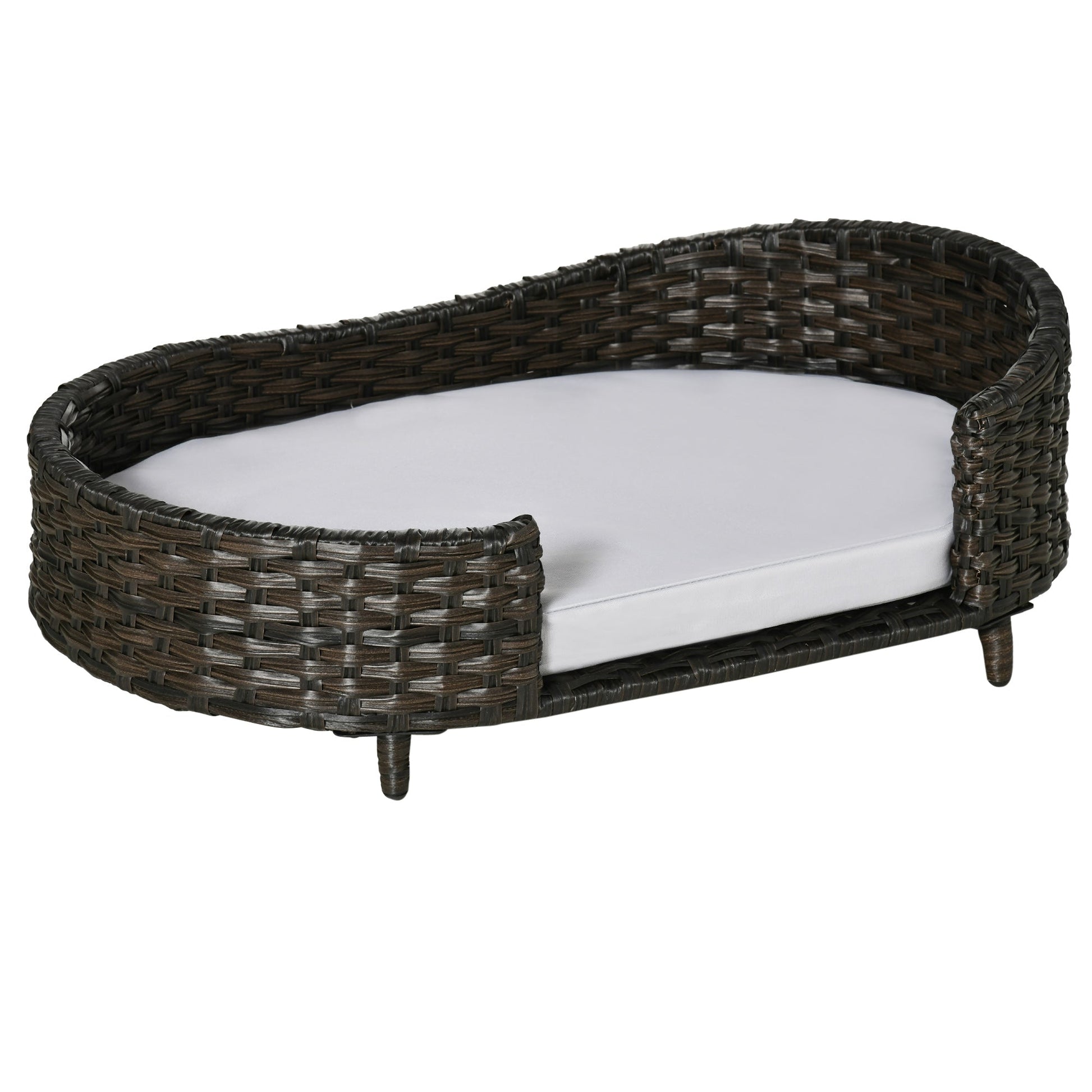 Rattan Pet Sofa Indoor &; Outdoor, Raised Wicker Dog Bed, Cat Couch, with Soft Cushion Washable Cover, for Small &; Medium Dogs, Charcoal Grey at Gallery Canada