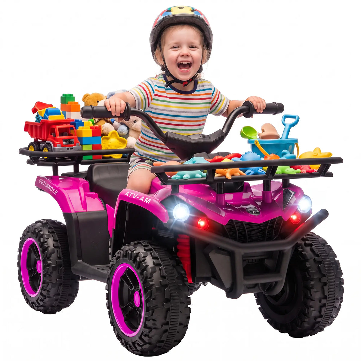 12V Kids ATV, Electric Ride On Quad, Dual Motors, Pink Electric Toy Cars at Gallery Canada