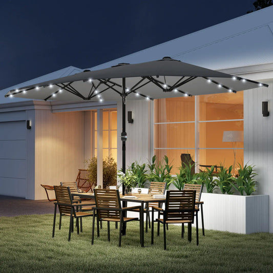 173" Double-Sided Sun Umbrella, Garden Parasol, Outdoor Sun Shade, Dark Green Double-sided Umbrellas Dark Grey at Gallery Canada