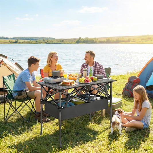 3ft Folding Camping Table, With Mesh Storage Net, Black Picnic Tables & Camping Chairs Black at Gallery Canada