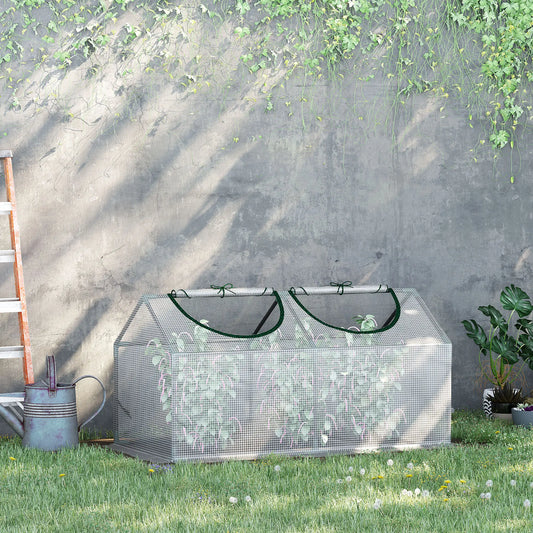47" x 24" x 24" Mini Tunnel Greenhouse, Steel Frame, PE Cover, White Mini Greenhouses White at Gallery Canada