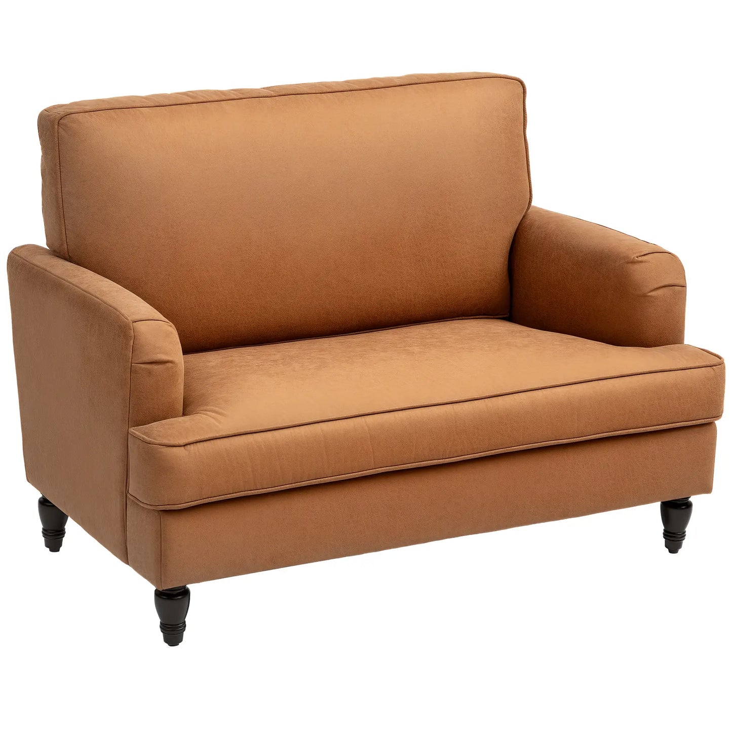 Modern Accent Chair, Microfiber Cloth Armchair with Turned Legs and Wide Seat, Comfy Chair for Living Room, Brown Accent Chairs at Gallery Canada