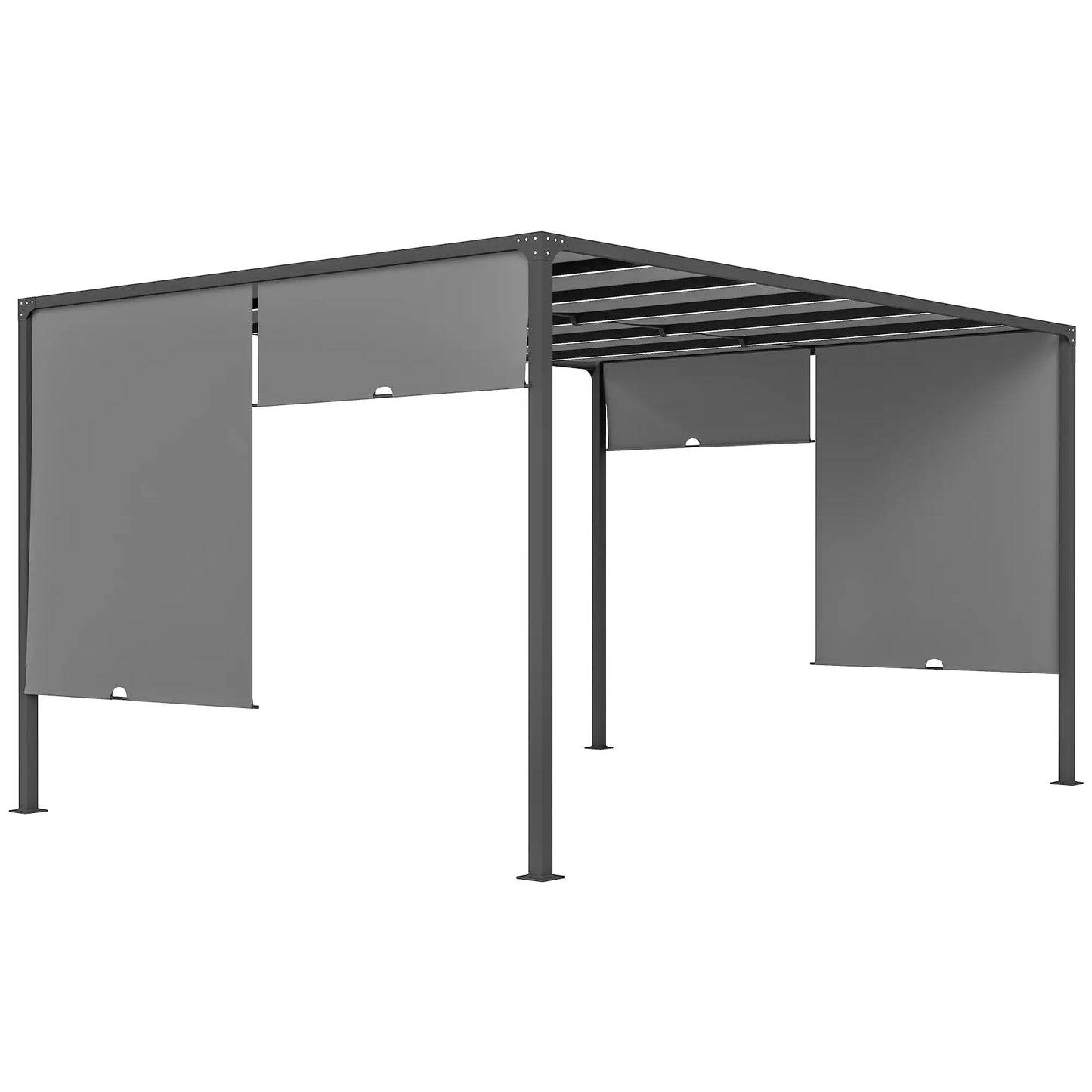 10' x 13' Outdoor Pergola, Sliding Roof, LED Lights, Solar, Dark Grey Pergolas at Gallery Canada