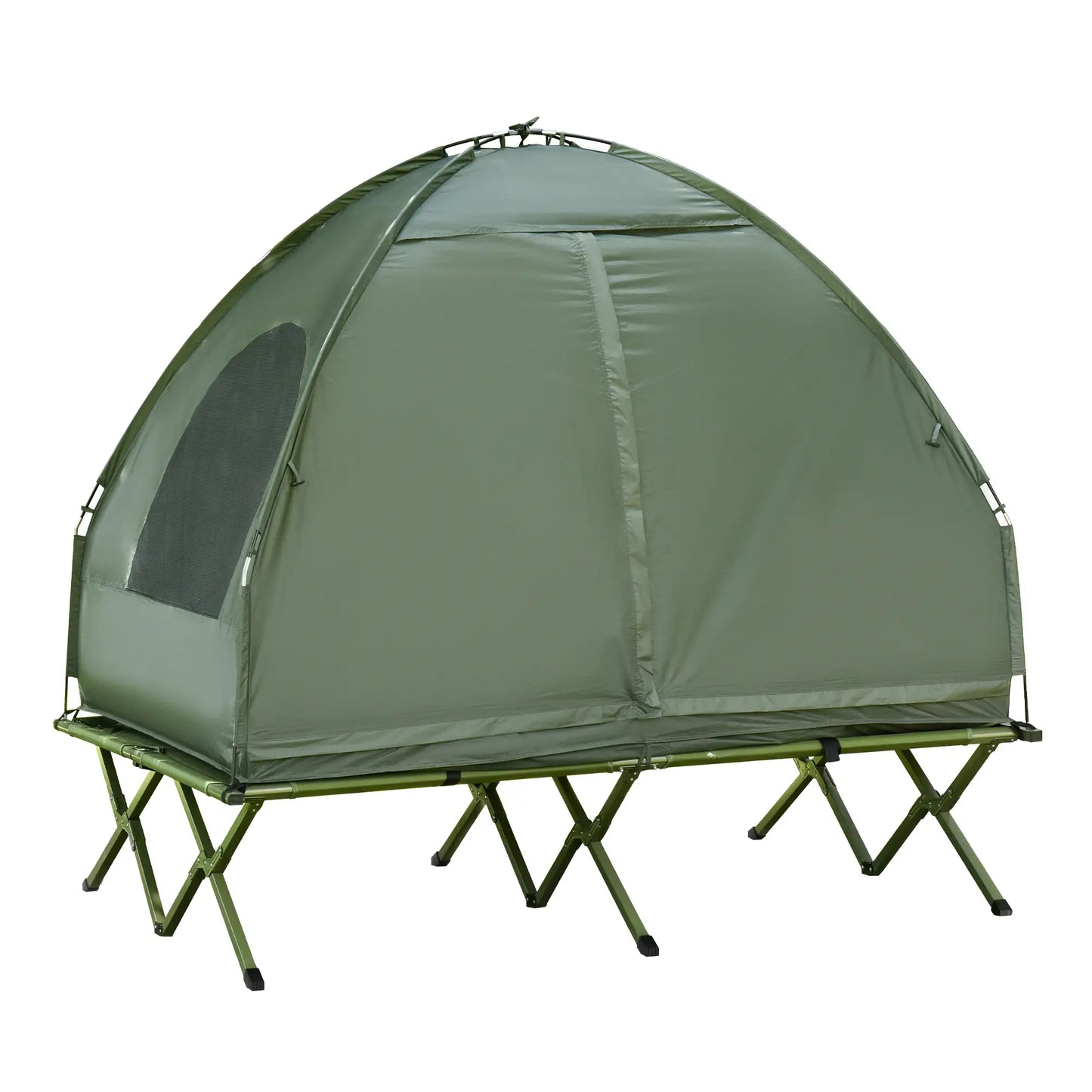 Portable Folding Camping Tent Cot, Air Mattress w/ Carry Bag, Pump, Dark Green Camping Tents at Gallery Canada