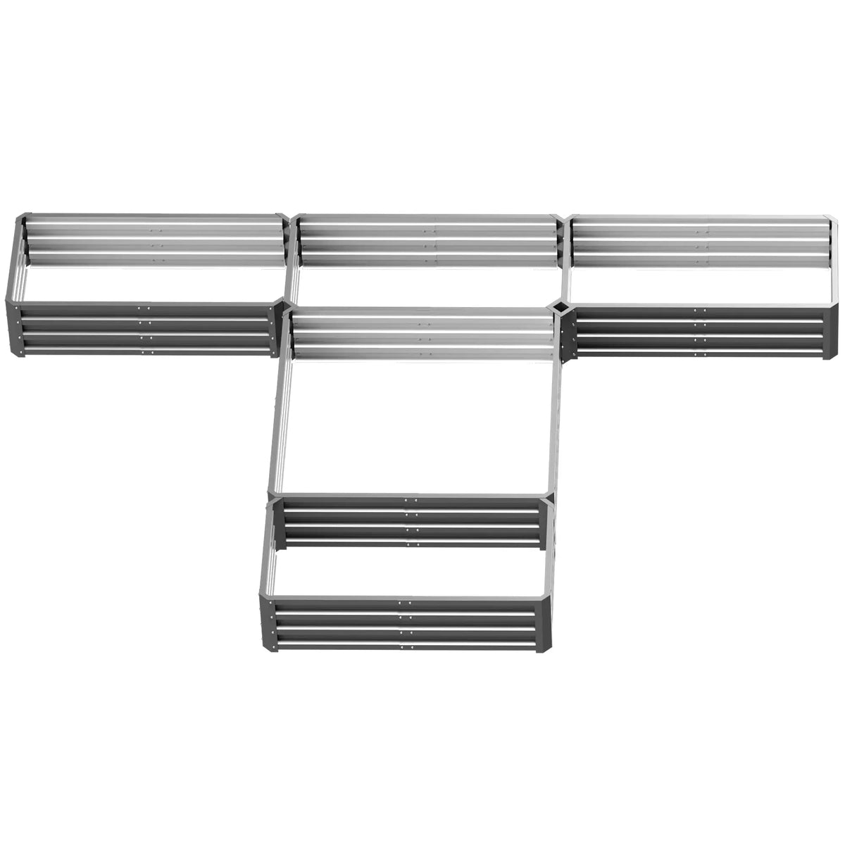 Steel Raised Garden Bed, Set of 5 Large Planters, 8x8x1ft, Grey Galvanized Planter Boxes at Gallery Canada