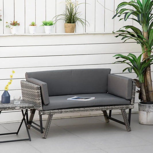Convertible Wicker Loveseat, Patio Chaise Lounge, Grey Patio Furniture Sets Grey at Gallery Canada