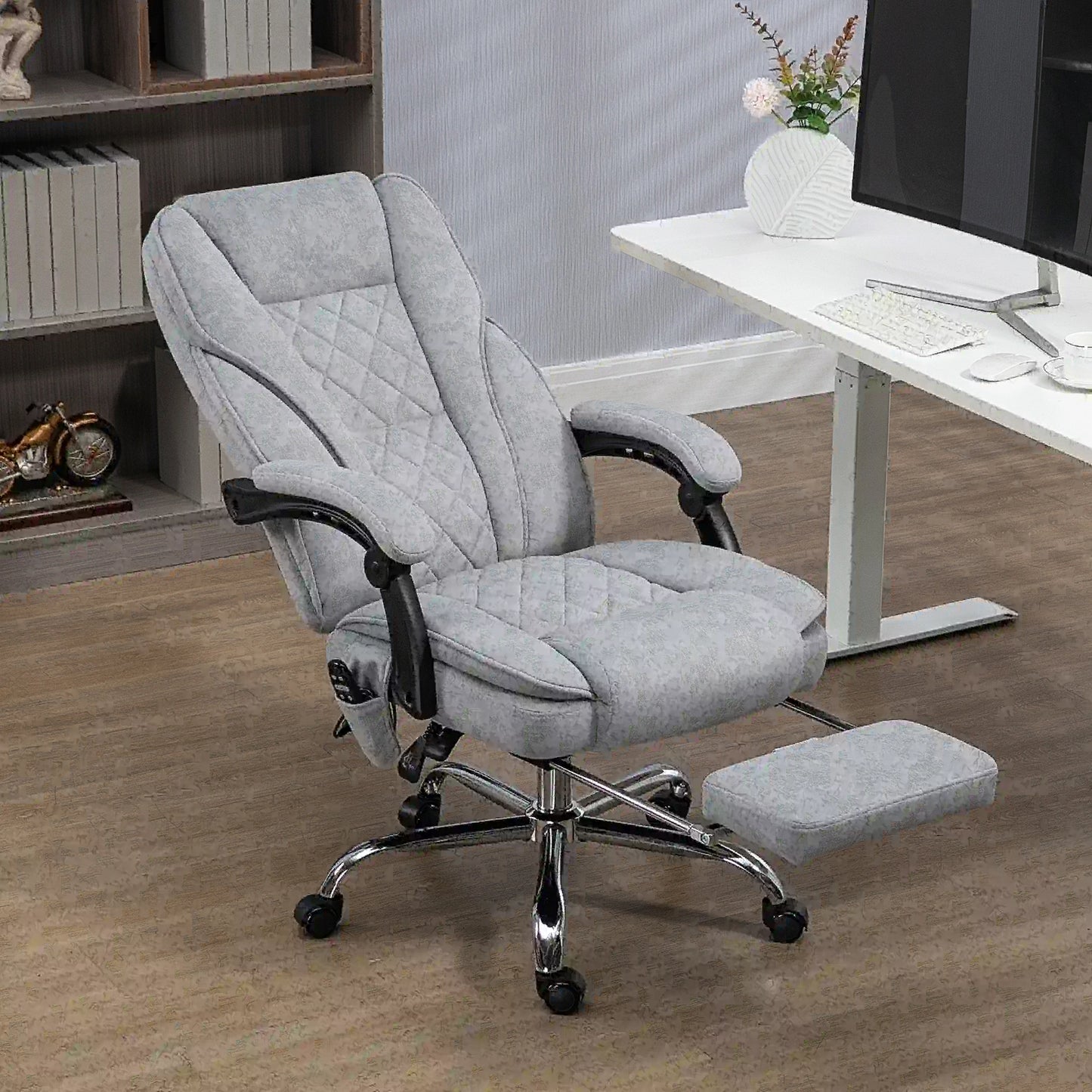 Massage Office Chair, Reclining Computer Chair, Adjustable Height, Footrest, Grey Massage Chairs at Gallery Canada
