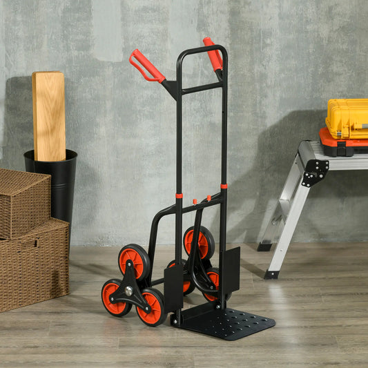 6-Wheels Stair Climber Cart, Foldable Steel, 264lbs, Black and Red Folding Hand Trucks Black, Red at Gallery Canada