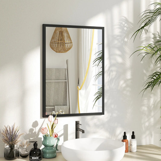 Miroir de salle de bain 20" x 28", Miroir mural rectangulaire, Noir