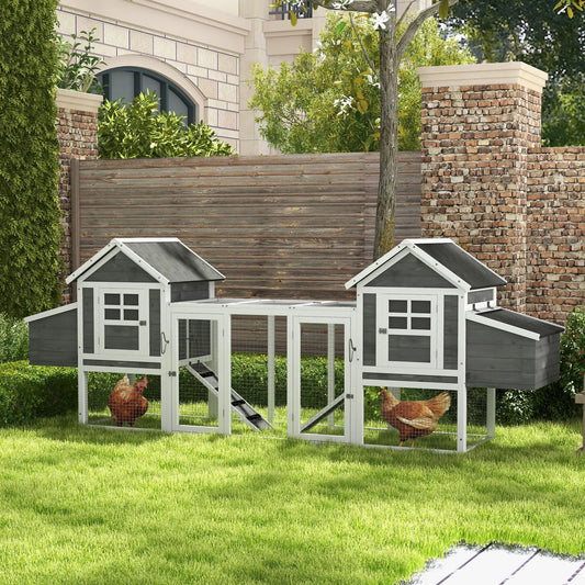 Extra Large Chicken Coop, Wooden Poultry House, Rabbit Hutch, Grey