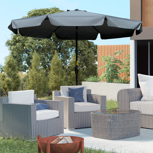 8.5 ft Round Patio Umbrella, Tilt and Crank, Dark Grey Sun Umbrellas Dark Grey, Black at Gallery Canada