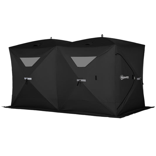 5-8 Person Pop-up Ice Fishing Shelter, Portable Ice Fishing Tent, Black - Gallery Canada