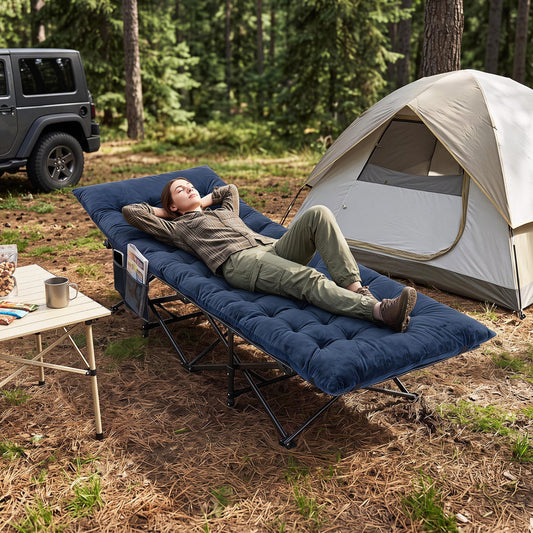 Camping Cot With Padded Mat And Bag, Navy Camping Furniture Navy at Gallery Canada