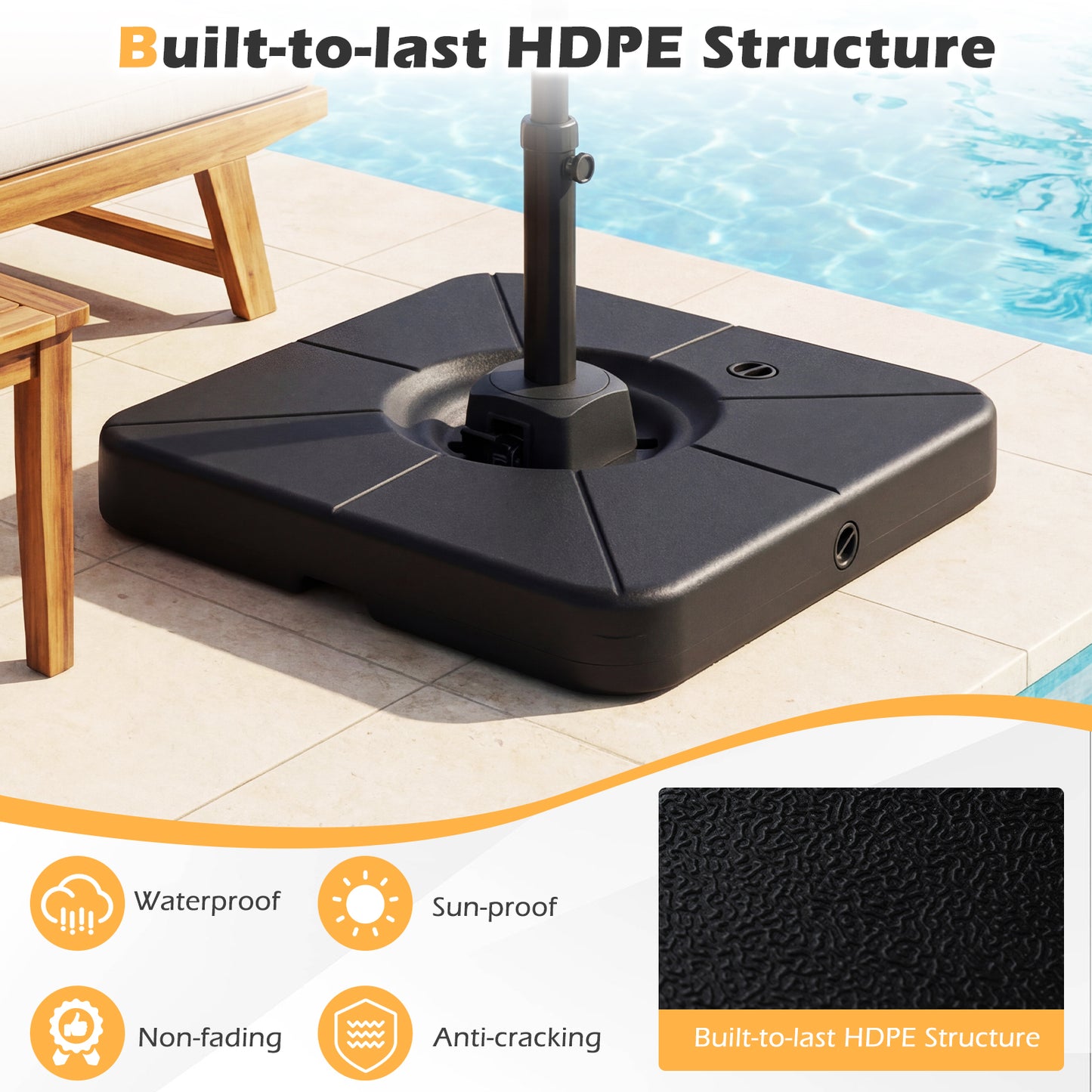 Cantilever Patio Umbrella Base, 220 LBS Water Sand Fillable Weighted Stand, Black Outdoor Umbrella Bases at Gallery Canada
