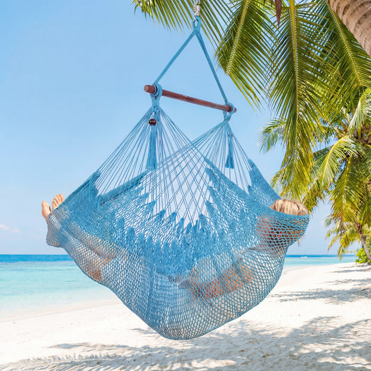 Large Hammock Chair, Metal Spreader Bar, Soft-Spun Rope, Blue Hammocks Blue at Gallery Canada