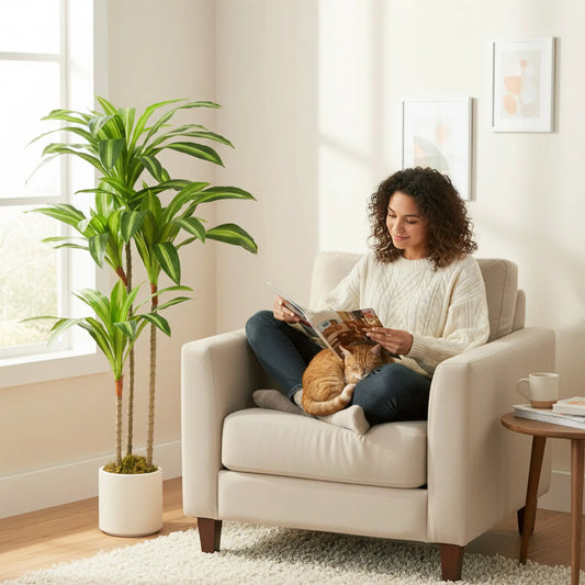 4FT Dracaena Artificial Plant, Bendable Trunks, Green Artificial Trees Green at Gallery Canada