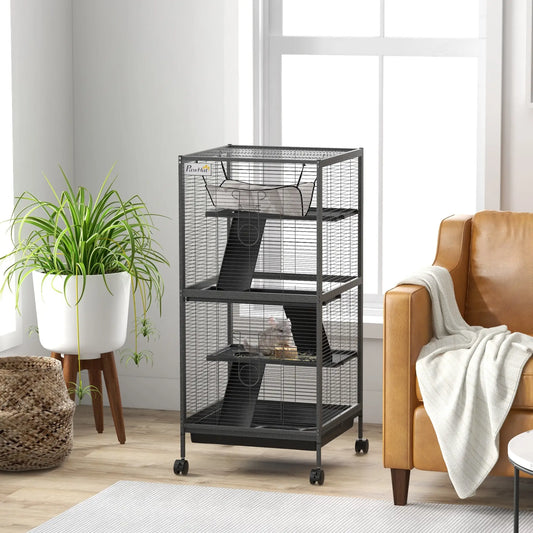 Steel Small Animal Cage, Guinea Pig, Ferret, Chinchilla, Kitten, Rabbit, Black Houses & Habitats Charcaol Grey at Gallery Canada