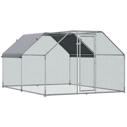 9.2' x 12.5' Metal Chicken Coop, Galvanized Walk-in Hen House, Poultry Cage Outdoor Backyard with Waterproof UV-Protection Cover for Rabbits, Ducks at Gallery Canada