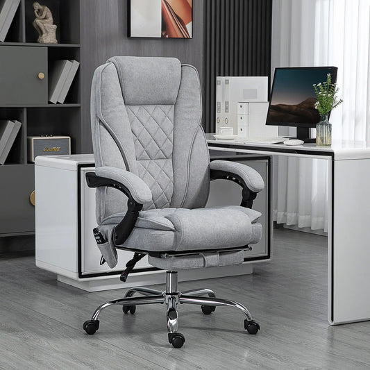 Massage Office Chair, Reclining Computer Chair, Adjustable Height, Footrest, Grey
